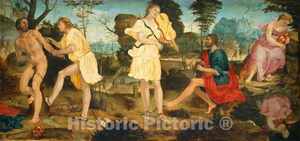 Art Print : Michelangelo Anselmi, Apollo and Marsyas, c. 1540 - Vintage Wall Art