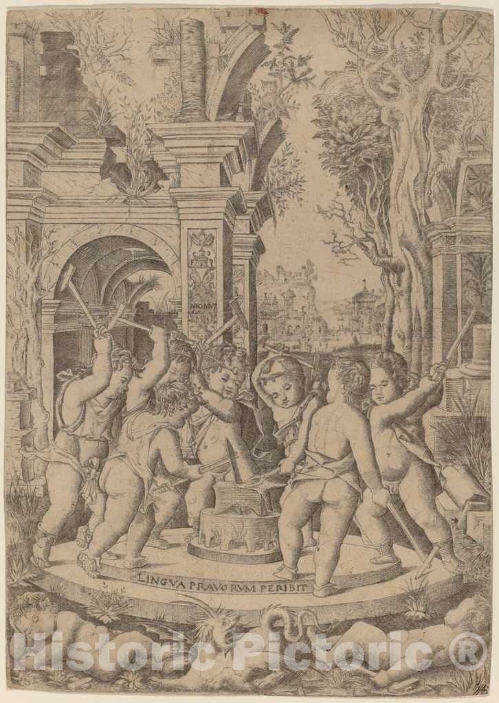 Art Print : Nicoletto da Modena, Fate of an Evil Tongue, c. 1507 - Vintage Wall Art