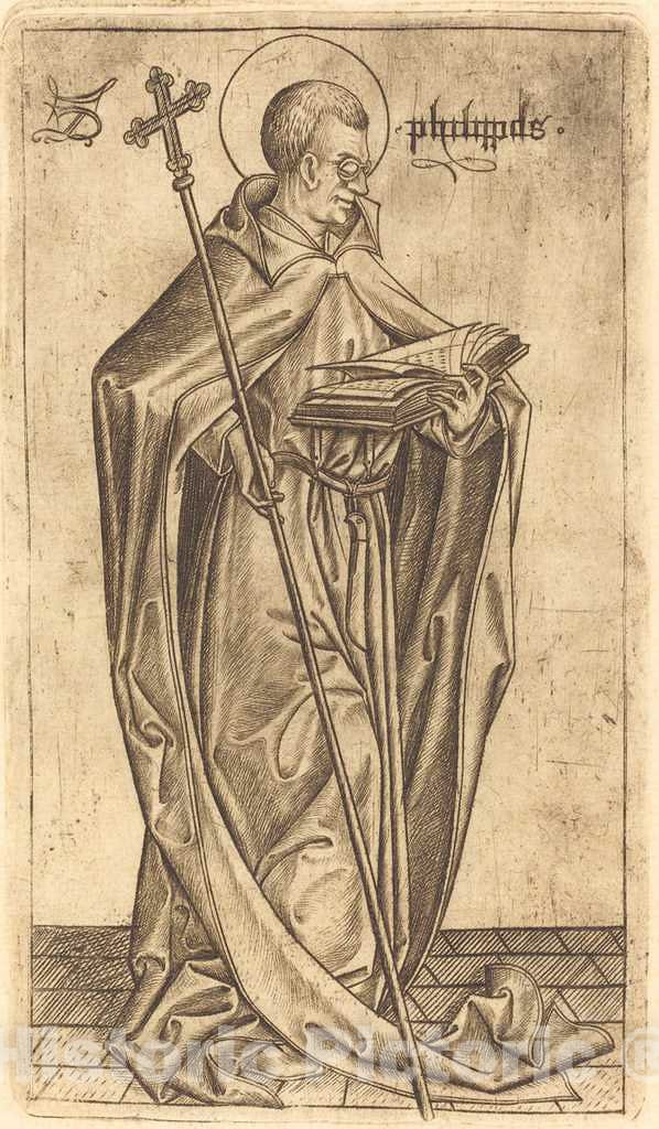 Art Print : Meckenem After Master E.S, Saint Philip, c.1475 - Vintage Wall Art