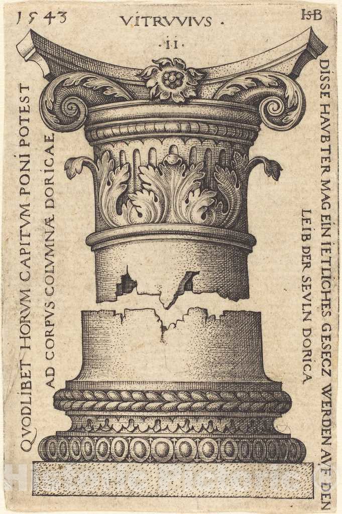 Art Print : Sebald Beham, Capital and Base of a Column, 1543 - Vintage Wall Art