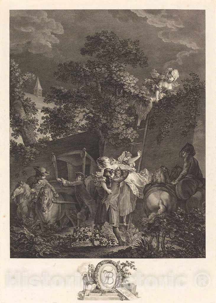 Art Print : Nicolas Ponce After Baudouin, L'enlevement Nocturne, 1780 - Vintage Wall Art