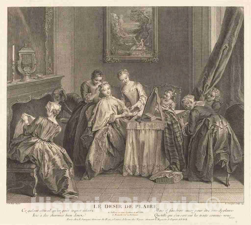 Art Print : Surugue de Surgis After Pater, Le Desir de plaire, 1743 - Vintage Wall Art