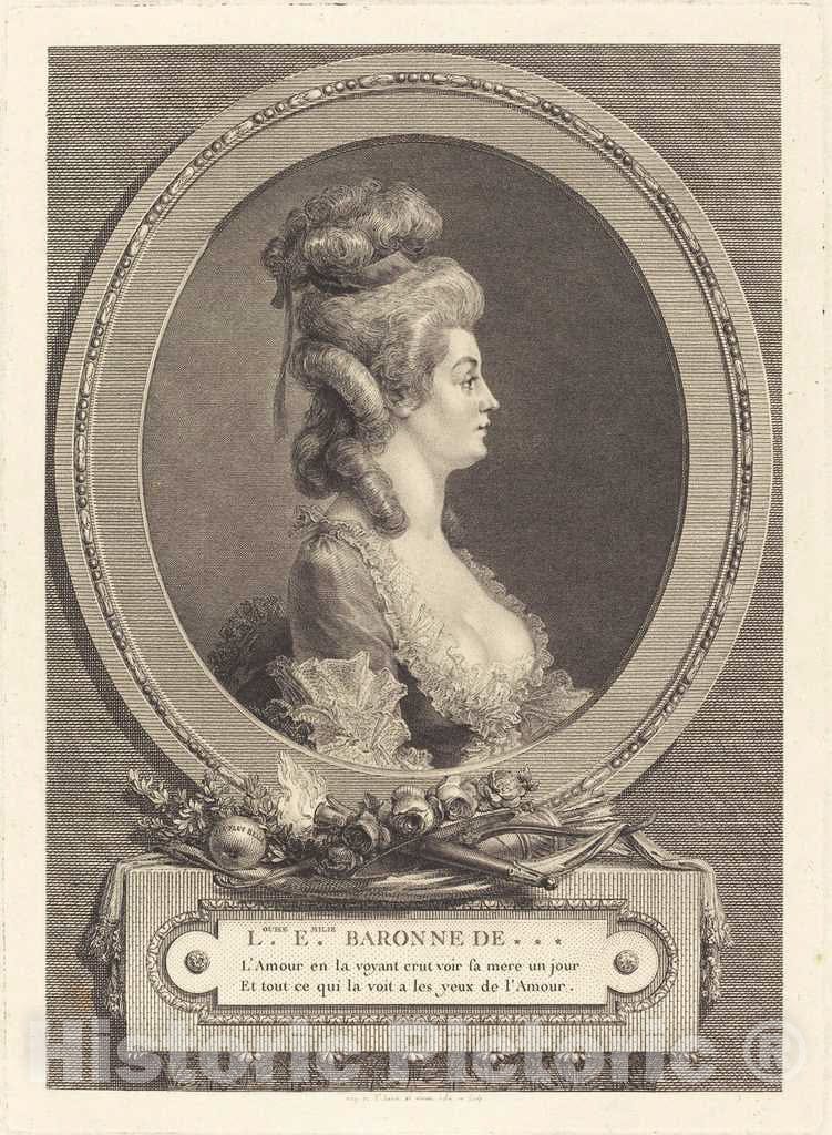 Art Print : Augustin de Saint-Aubin, Louise Emilie Baronne de, 1779 - Vintage Wall Art
