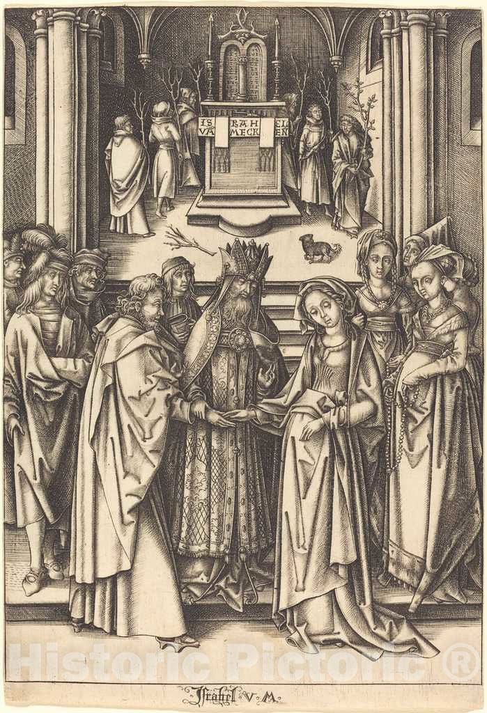 Art Print : Meckenem After Hans Holbein The Elder, The Marriage of The Virgin, c.1495 - Vintage Wall Art