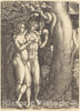 Art Print : Aldegrever, The Temptation by The Snake, 1540 - Vintage Wall Art