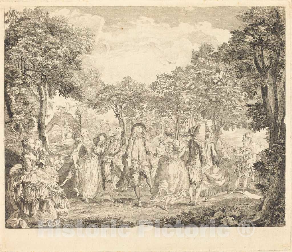 Art Print : Basan After Saint-Aubin, Ballet at The Opera, 1761 - Vintage Wall Art