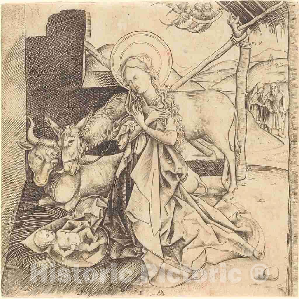 Art Print : Israhel Van Meckenem, The Nativity - Vintage Wall Art