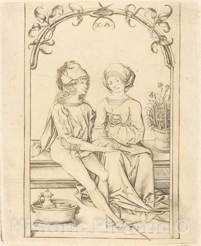 Art Print : Meckenem After Olmutz, The Lovers, c. 1490 - Vintage Wall Art