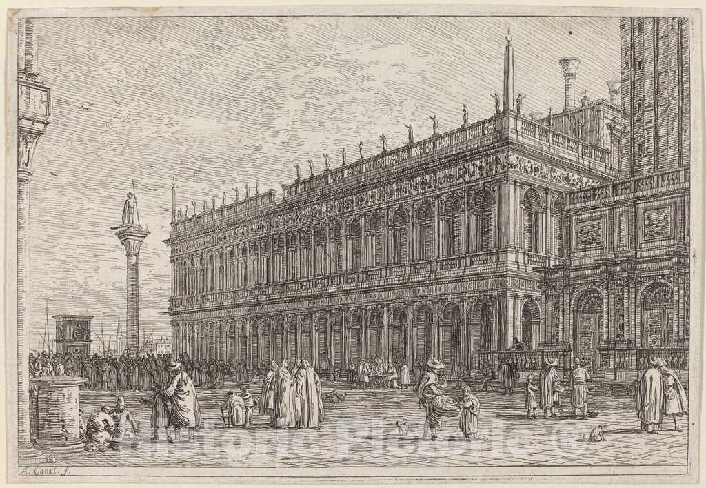 Art Print : Canaletto, La libreria. V, in or Before 1742 - Vintage Wall Art