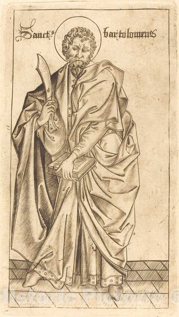 Art Print : Meckenem After Master E.S, Saint Bartholomew, c.1475 - Vintage Wall Art