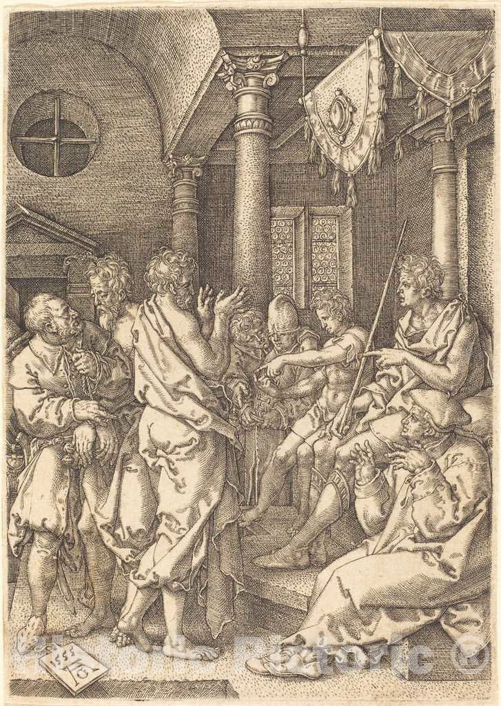 Art Print : Aldegrever, The Two Elders Convicted by The Testimony of Daniel, 1555 - Vintage Wall Art