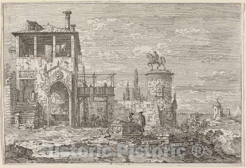 Art Print : Canaletto, The Equestrian Monument, c.1741 - Vintage Wall Art