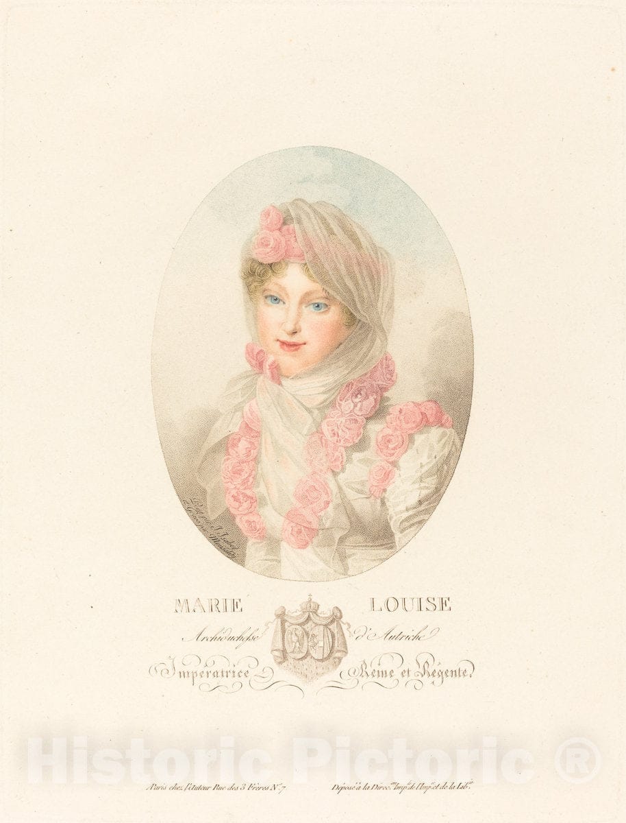 Art Print : Maxime Monsaldy After Isabey, Marie-Louise, Empress of The French, 1814 - Vintage Wall Art