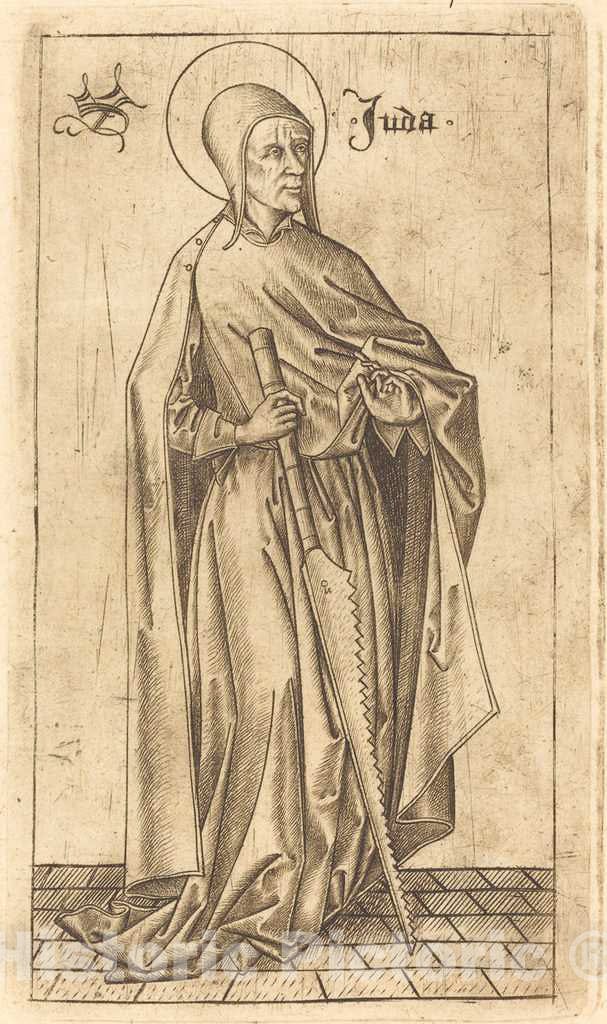 Art Print : Meckenem After Master E.S, Saint Judas Thaddeus, c.1475 - Vintage Wall Art