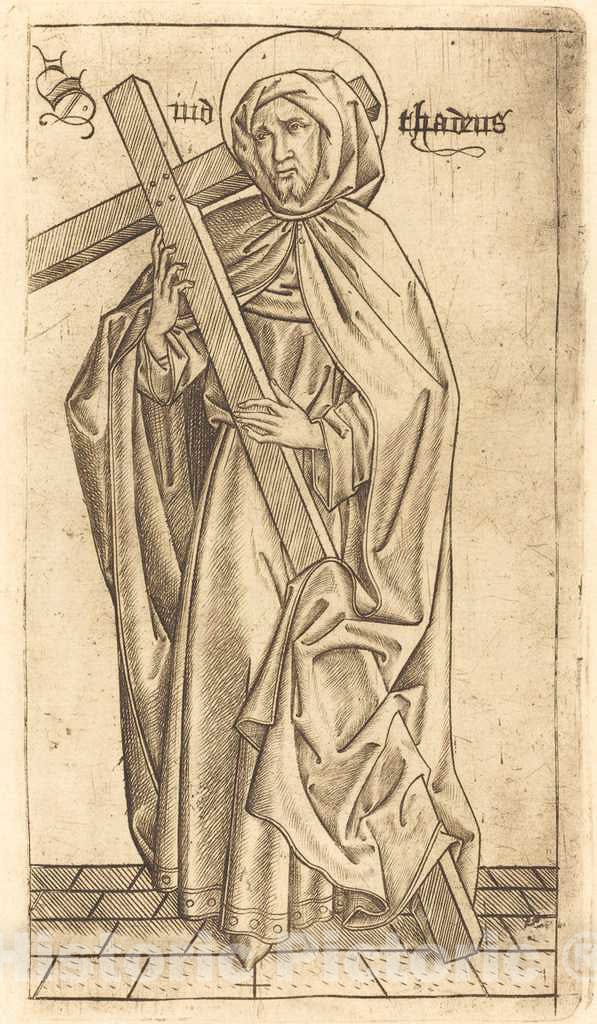 Art Print : Meckenem After Master E.S, Saint Judas Thaddeus (Saint Simon?), c.1475 - Vintage Wall Art