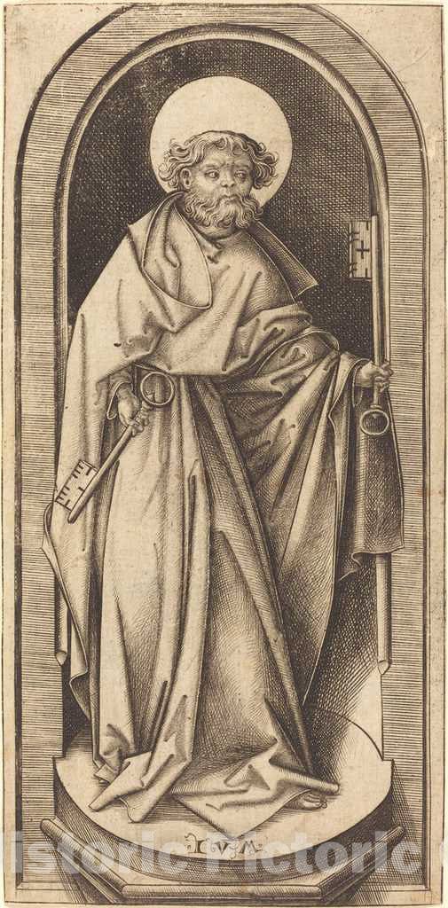 Art Print : Israhel Van Meckenem, Saint Peter, c.1497 - Vintage Wall Art