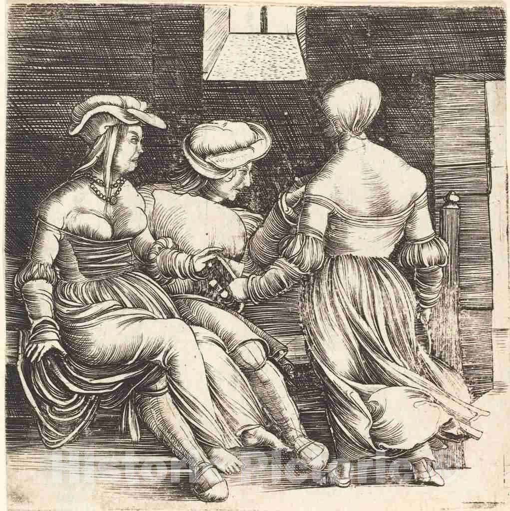 Art Print : Erhard Altdorfer, Young Man and Maids, 1506 - Vintage Wall Art