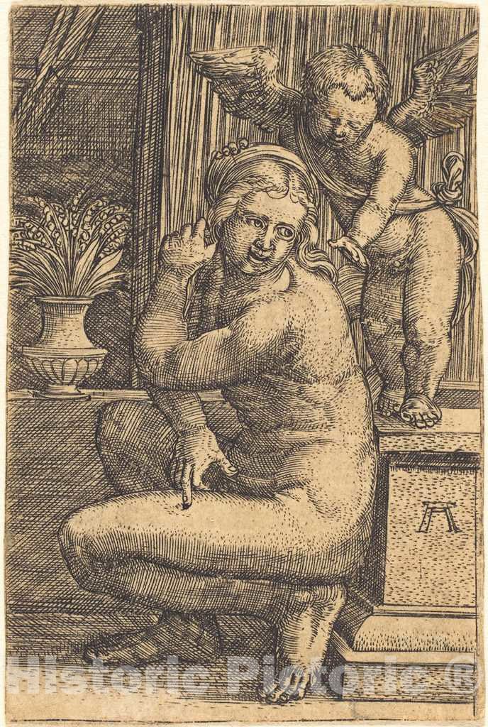 Art Print : Albrecht Altdorfer, Crouching Venus, c.1528 - Vintage Wall Art