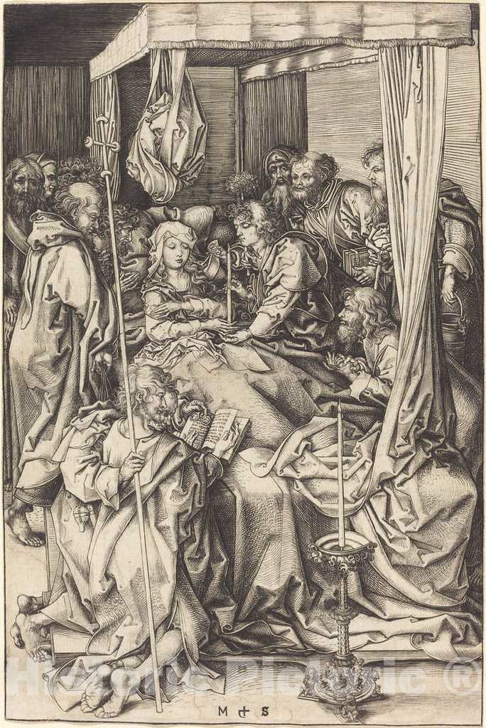 Art Print : Martin Schongauer, Death of The Virgin, c.1473 - Vintage Wall Art