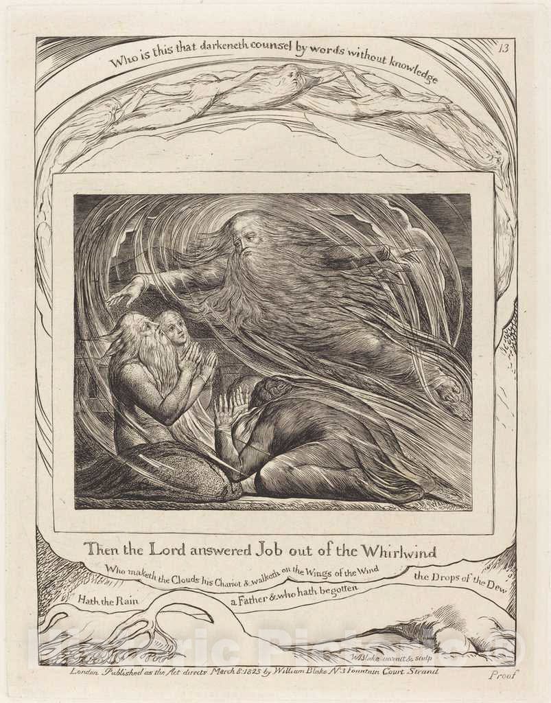 Art Print : William Blake, The Lord Answering Job Out of The Whirlwind, 1825 - Vintage Wall Art