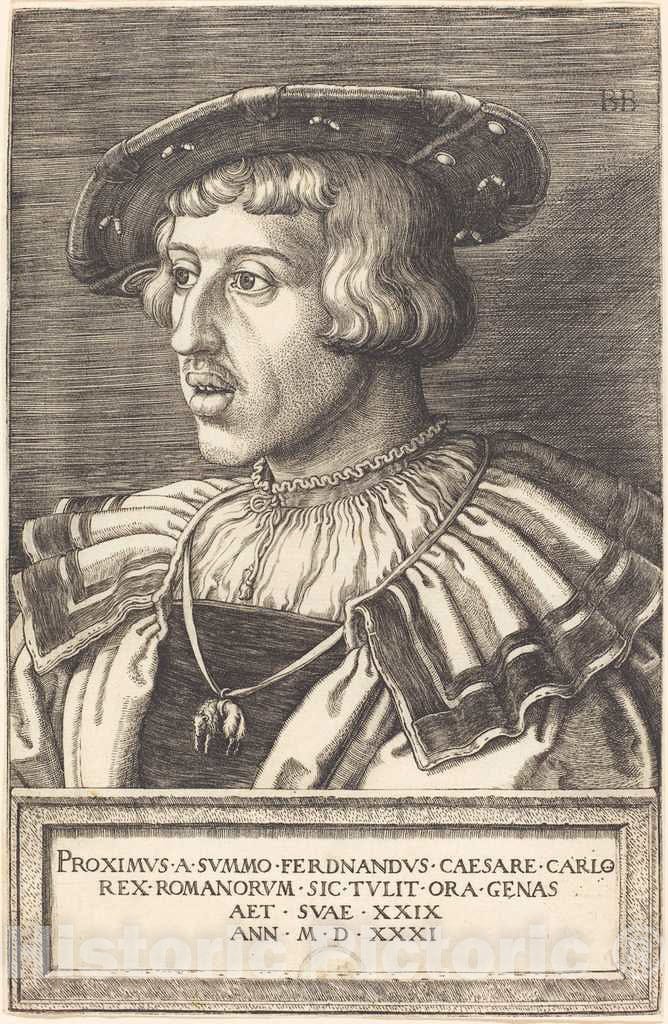 Art Print : Barthel Beham, Emperor Ferdinand I, 1531 - Vintage Wall Art
