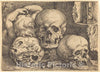 Art Print : Barthel Beham, Child with Three Skulls, 1529 - Vintage Wall Art