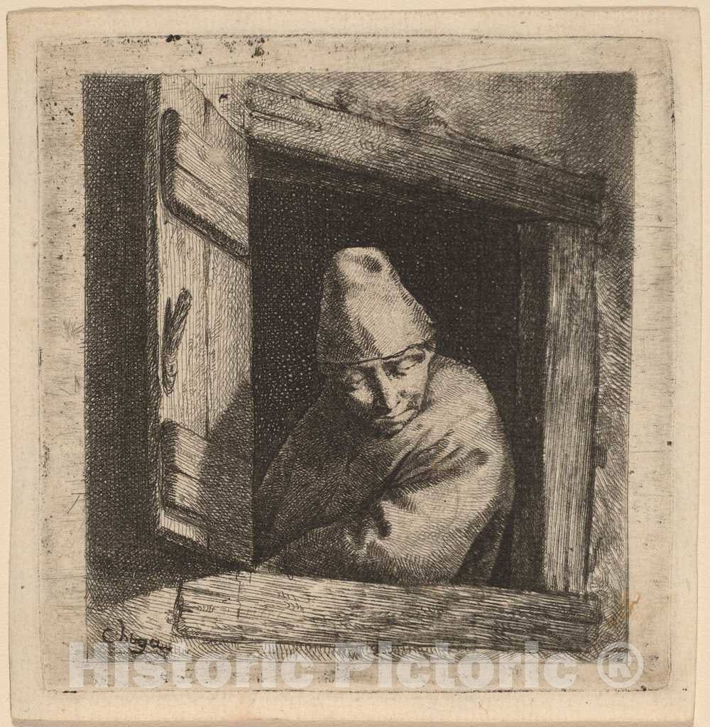 Art Print : Cornelis Bega, The Peasant in a Window - Vintage Wall Art