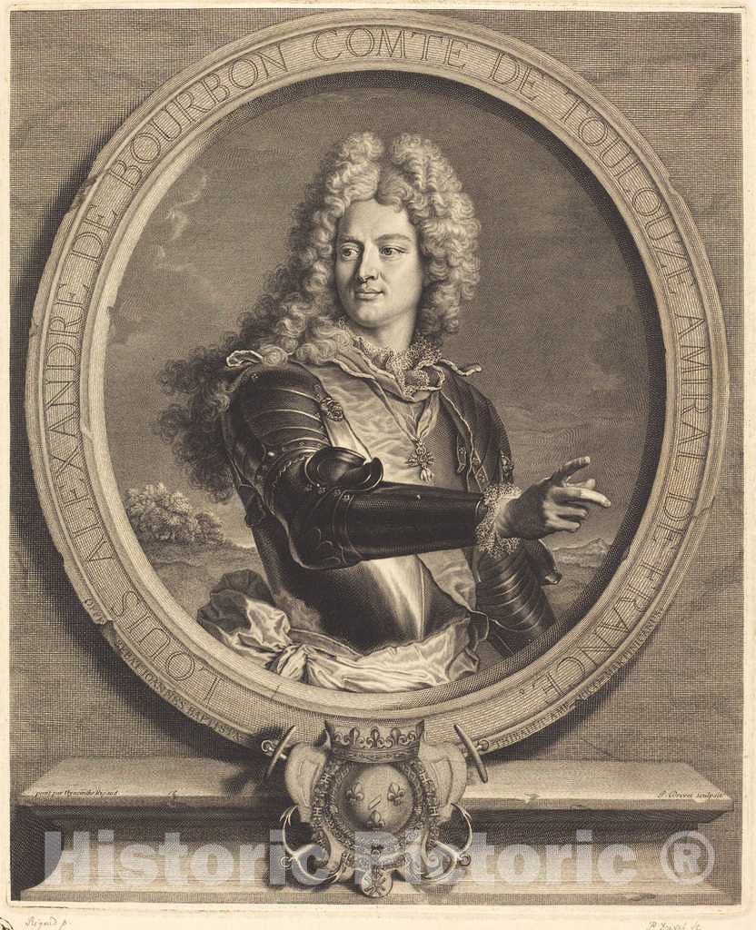 Art Print : Drevet After Hyacinthe Rigaud, Louis-Alexandre de Bourdon, comte de Toulouse, 1714 - Vintage Wall Art