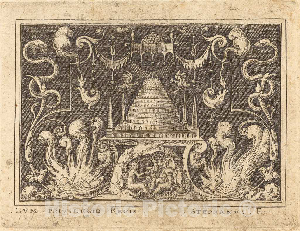Art Print : Etienne Delaune, Incest of Loth - Vintage Wall Art