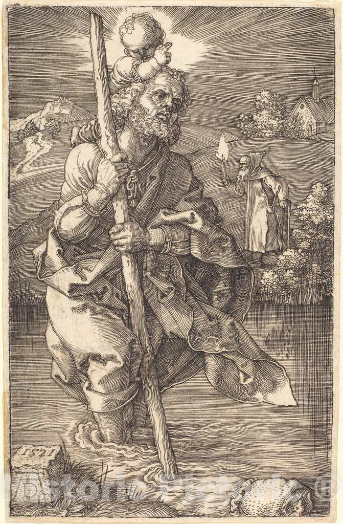 Art Print : Albrecht DÃ¼rer, Saint Christopher Facing Right, 1521 - Vintage Wall Art