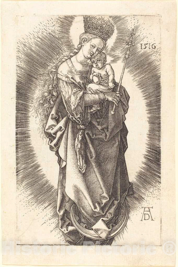 Art Print : Albrecht DÃ¼rer, The Virgin and Child on a Crescent with a Sceptre and a Starry Crown, 1516 - Vintage Wall Art