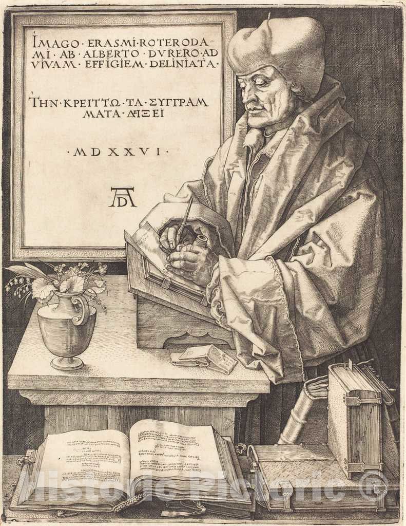 Art Print : Albrecht DÃ¼rer, Erasmus of Rotterdam, 1526 - Vintage Wall Art