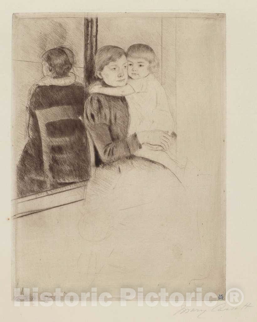 Art Print : Mary Cassatt, The Mirror, c. 1891 - Vintage Wall Art