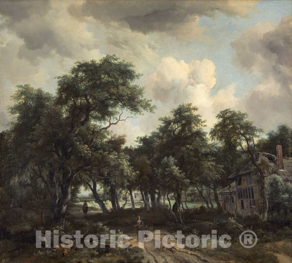Art Print : Meindert Hobbema, Hut Among Trees, c. 1664 - Vintage Wall Art