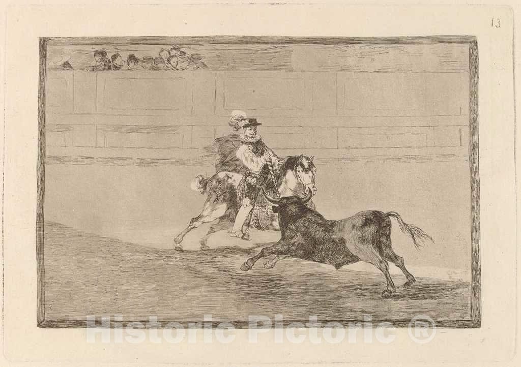Art Print : Francisco de Goya, A Spanish Mounted Knight in The Ring Breaking Short Spears Without The Help of Assistants, in or Before 1816 - Vintage Wall Art
