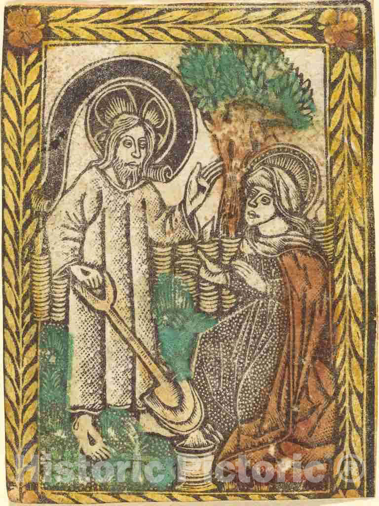 Art Print : Christ Appearing to The Magdalene as a Gardner, c.1470 - Vintage Wall Art