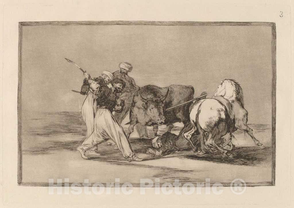 Art Print : Francisco de Goya, The Moors Settled in Spain, Giving up The Superstitions of The Koran, Adopted This Art of Hunting, c. 1816 - Vintage Wall Art