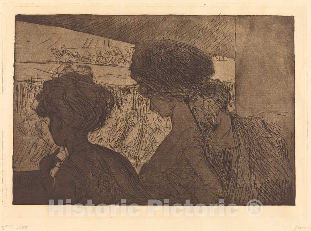 Art Print : Louis Forain, Lower Box at The Theater, 1909 - Vintage Wall Art