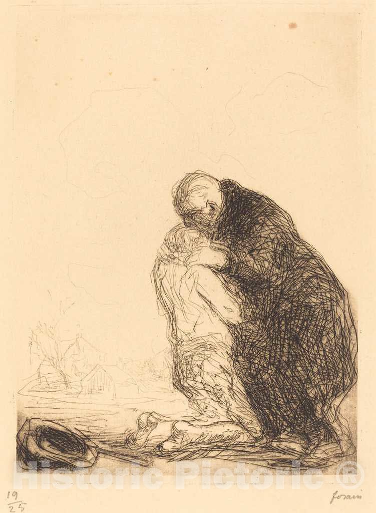 Art Print : The Return of the Prodigal Son (third plate) 1909,  Jean-Louis Forain -  Vintage Wall Art