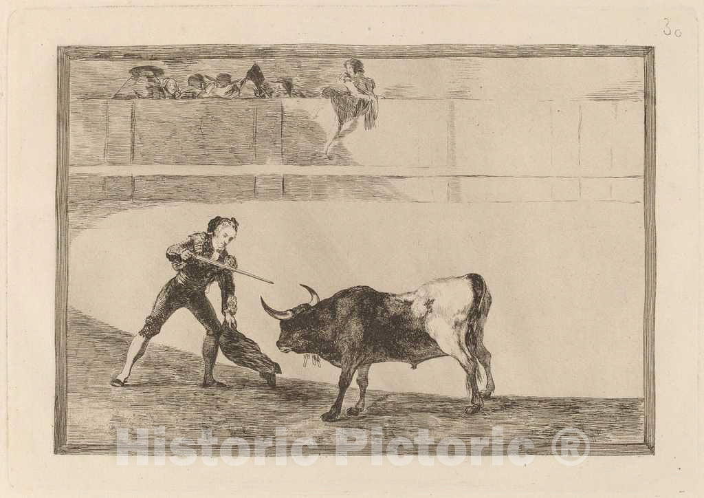 Art Print : Francisco de Goya, Pedro Romero matando a Toro parado (Pedro Romero Killing The Halted Bull), in or Before 1816 - Vintage Wall Art