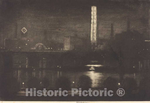 Art Print : Joseph Pennell, London Night, Whiskey and Tea, 1909 - Vintage Wall Art