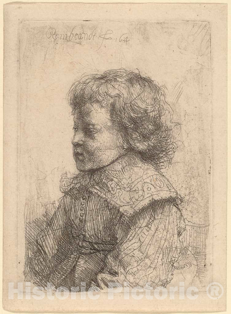 Art Print : Rembrandt, Portrait of a Boy in Profile, 1641 - Vintage Wall Art