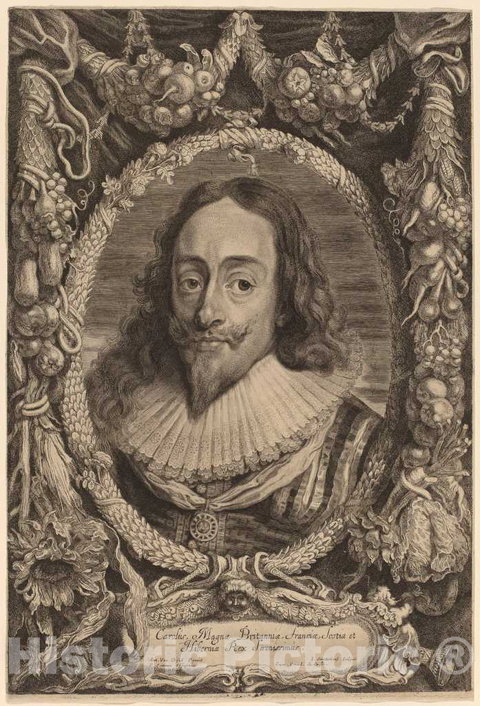 Art Print : Suyderhoff After Van Dyck, Charles I, King of England, 1650? - Vintage Wall Art