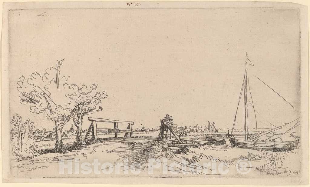 Art Print : Rembrandt, Six's Bridge, 1645 - Vintage Wall Art