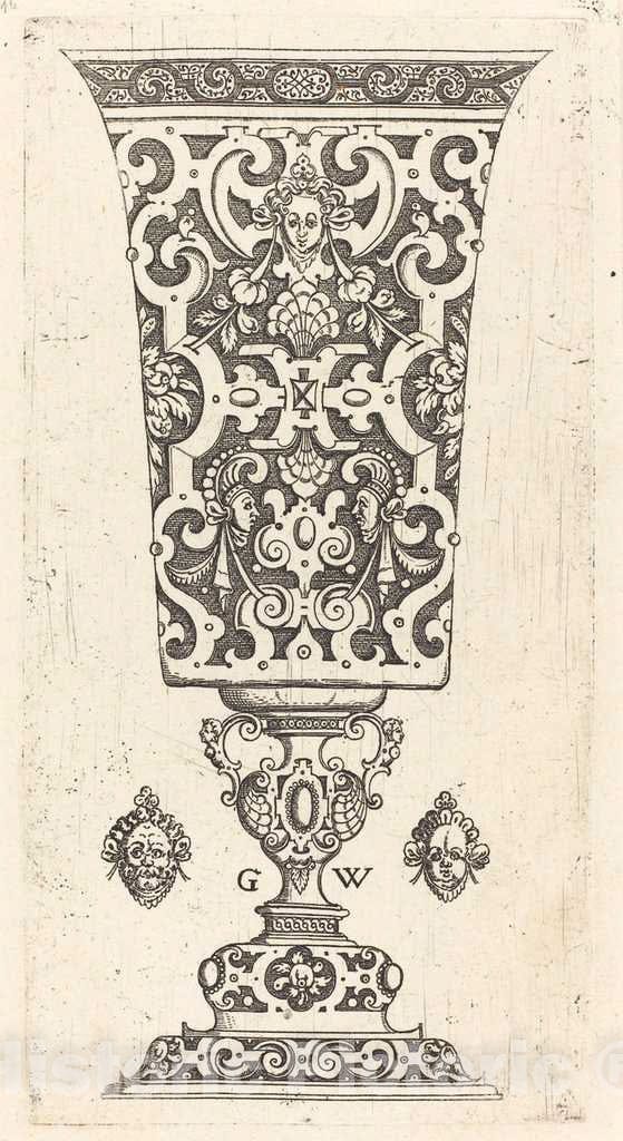 Art Print : Georg Wechter I, Goblet Decorated with Masque, 1579 - Vintage Wall Art