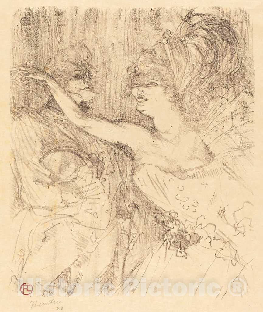 Art Print : Henri de Toulouse-Lautrec, Guy and Mealy in Paris qui Marche (Guy et Mealy Dans Paris qui Marche), 1898 - Vintage Wall Art