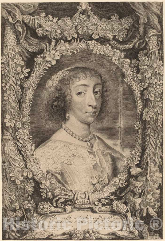 Art Print : Suyderhoff After Van Dyck, Henrietta Maria, Queen of England, 1650? - Vintage Wall Art