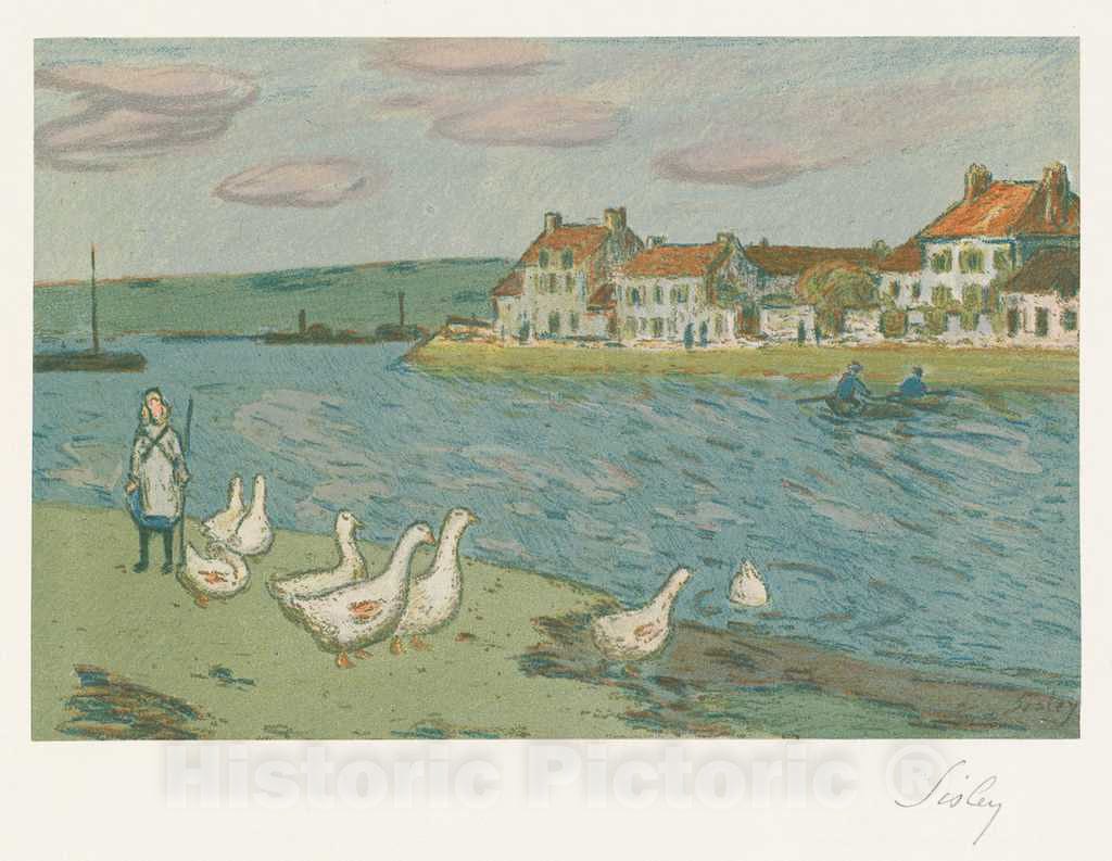 Art Print : Alfred Sisley, Banks of The River (Les Bords de riviÃ¨re), 1897 - Vintage Wall Art