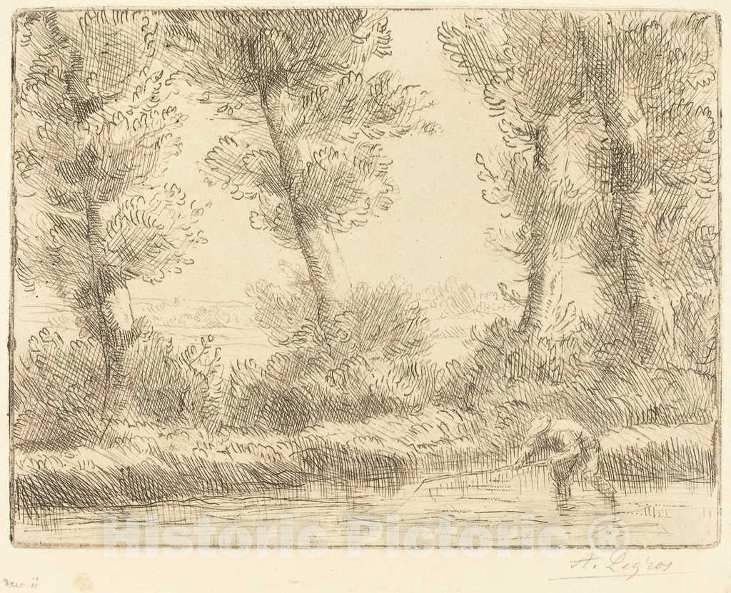 Art Print : Alphonse Legros, Banks of The Liane (Les bords de la Liane) - Vintage Wall Art