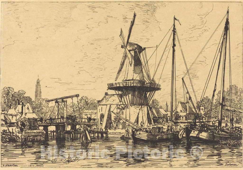 Art Print : Maxime Lalanne, A Haarlem, 1877 - Vintage Wall Art